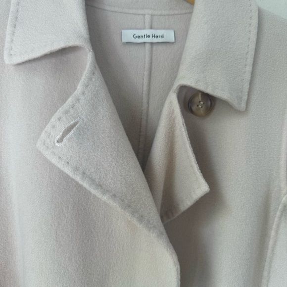 Gentle Herd Single Breasted  Long Wool Belted Cream Coat NWOT Size: X-Small - Picture 4 of 14